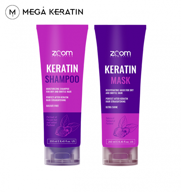     ZOOM Keratin Shampoo 250 ml + Keratin Mask 250 ml
